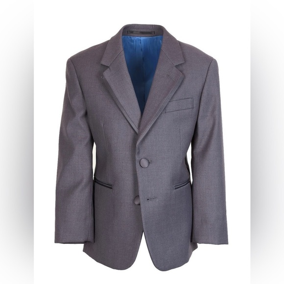 Dark Grey Tuxedo Jacket Charcoal Steel Gray Cardi International Kids 7 14 16 - Picture 1 of 3